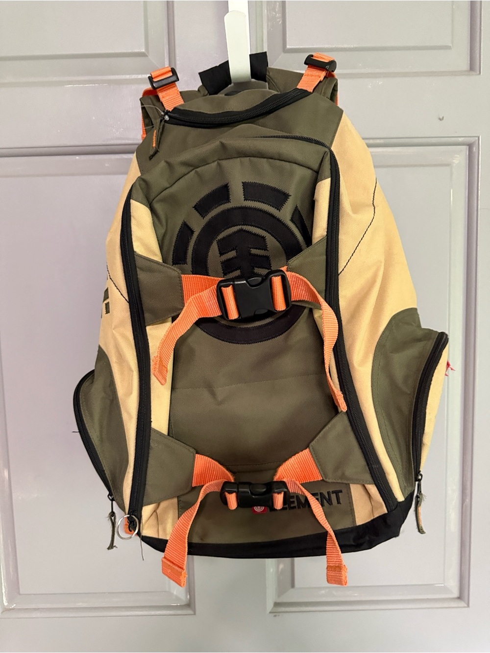 Element Olive and Tan Backpack with Orange Straps